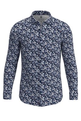 Desoto business overhemd Desoto slim fit donkerblauw geprint katoen