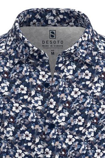 Destoto overhemd slim fit navy bloemenprint