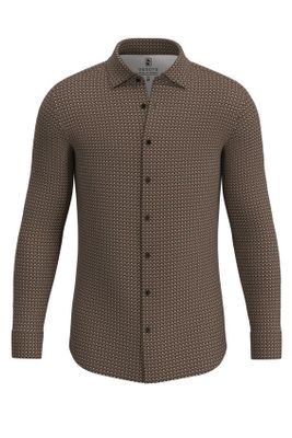Desoto business overhemd Desoto slim fit bruin geprint katoen