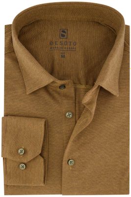 Desoto Desoto business overhemd normale fit bruin effen katoen