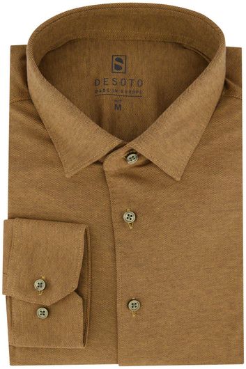 Bruin Desoto business overhemd normale fit effen katoen