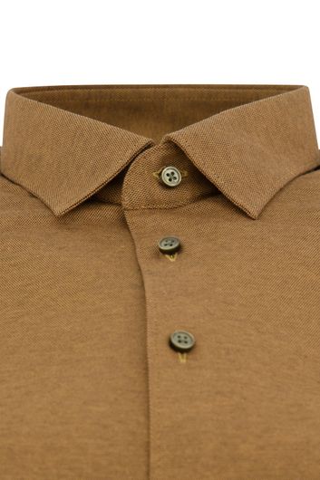 Desoto business overhemd normale fit bruin effen katoen
