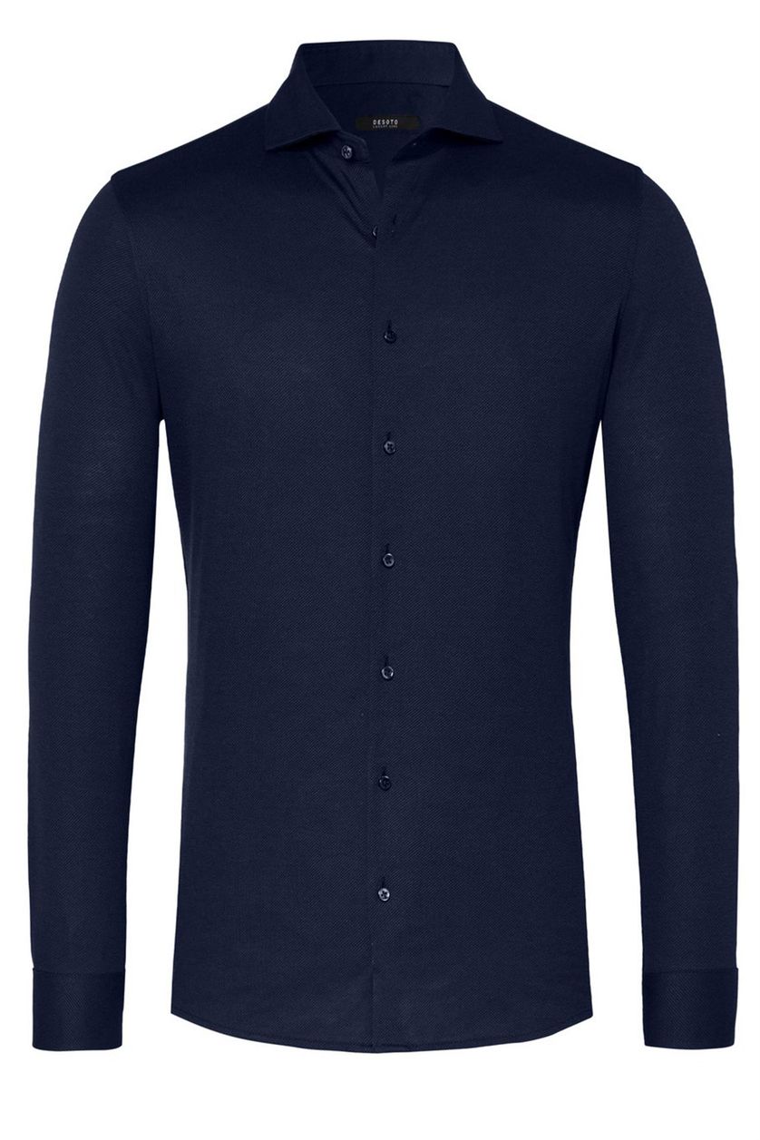 business overhemd Desoto slim fit donkerblauw effen katoen