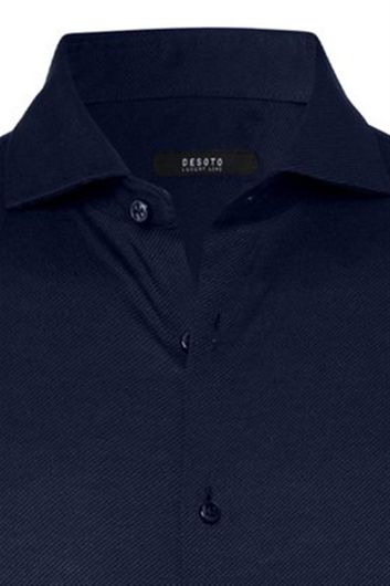 Desoto business overhemd slim fit donkerblauw effen katoen