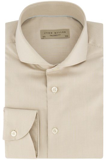 John Miller business overhemd Tailored Fit normale fit beige geprint katoen