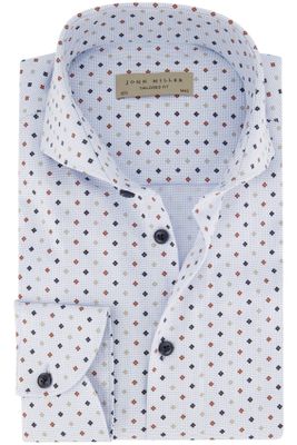 John Miller John Miller business overhemd Tailored Fit normale fit wit geprint katoen