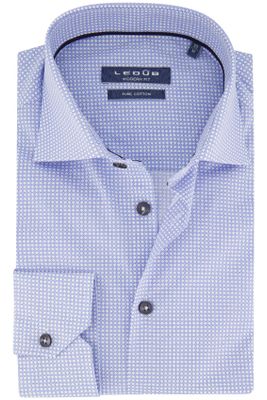 Ledub Ledub business overhemd normale fit blauw geprint katoen