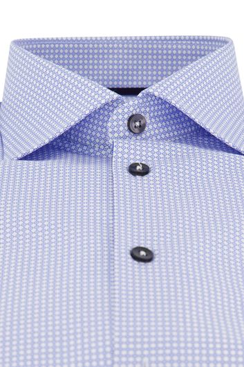 Ledub business overhemd normale fit blauw geprint katoen