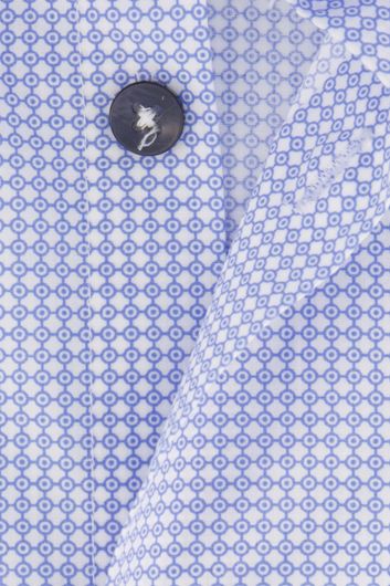 Ledub modern fit overhemd normale fit blauw geprint katoen