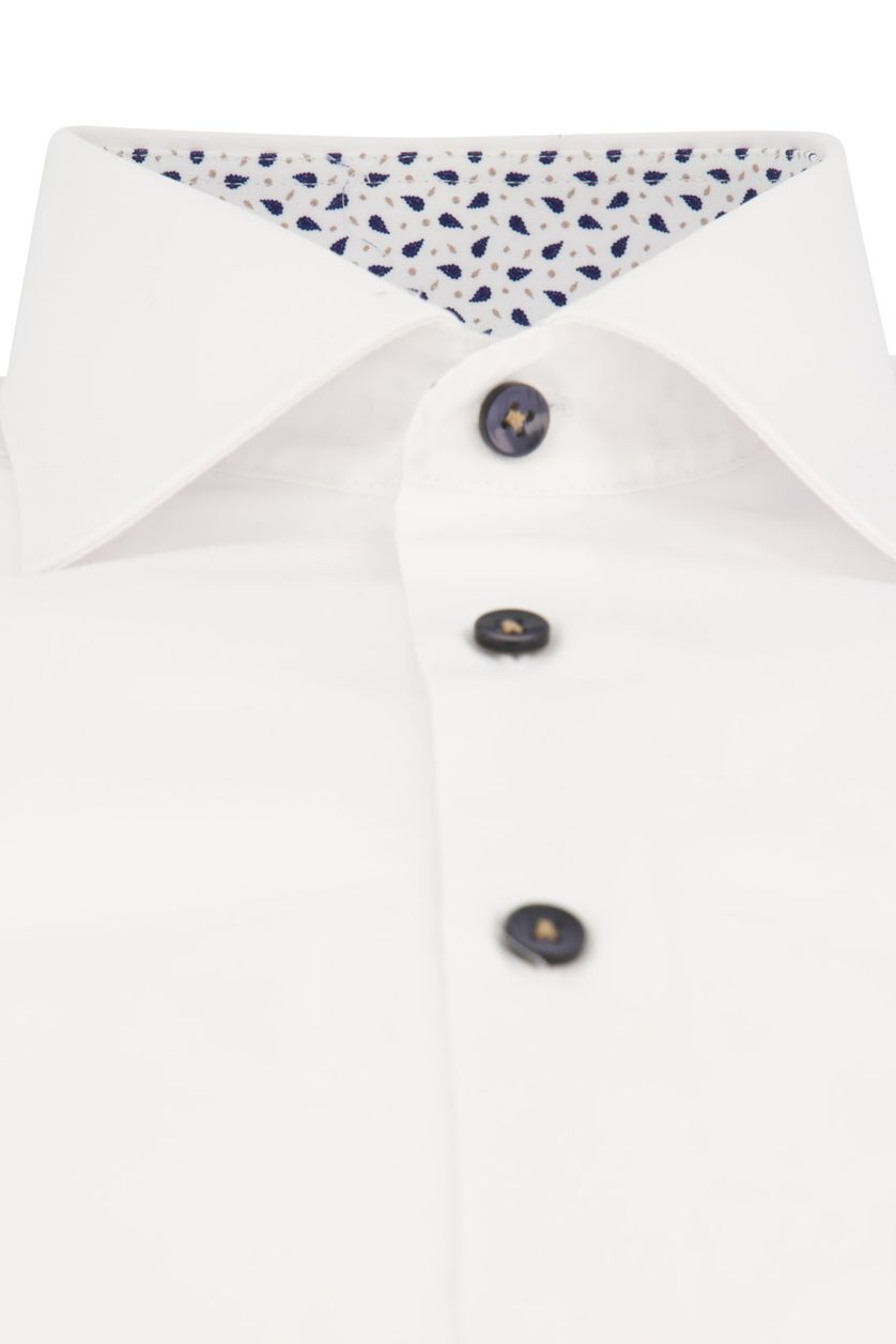 Ledub zakelijk overhemd normale fit wit effen katoen borstzak