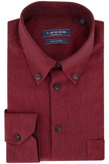 Ledub business overhemd Modern Fit New normale fit rood effen katoen