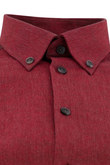 Ledub business overhemd Modern Fit New normale fit rood effen katoen