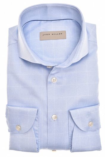 John Miller overhemd mouwlengte 7 normale fit lichtblauw effen katoen