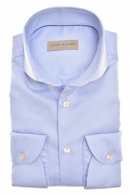 John Miller John Miller overhemd mouwlengte 7 normale fit lichtblauw effen katoen