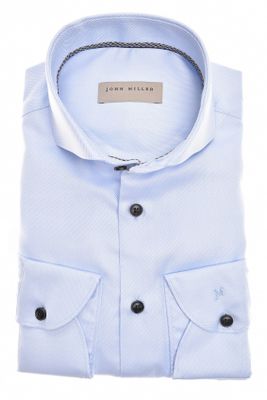John Miller John Miller overhemd zakelijk mouwlengte 7 normale fit lichtblauw effen katoen