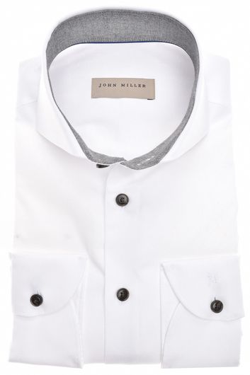 John Miller overhemd mouwlengte 7 slim fit wit effen katoen stretch