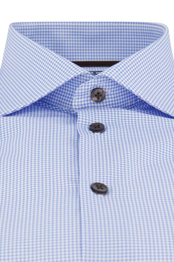 Lichtblauw Ledub business overhemd Modern Fit New normale fit geprint katoen