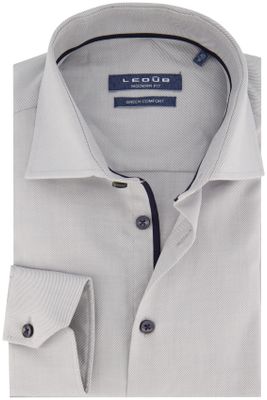Ledub Ledub business overhemd Modern Fit New normale fit grijs effen katoen