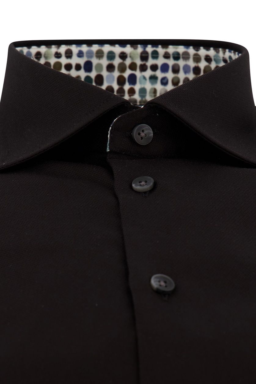 Ledub strijkvrij overhemd normale fit zwart effen katoen