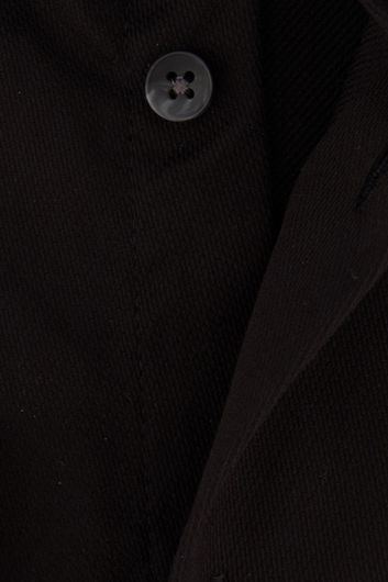 Ledub business overhemd normale fit zwart effen katoen strijkvrij