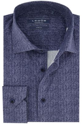 Ledub Ledub zakelijk overhemd Modern Fit New normale fit donkerblauw geprint katoen