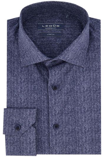 Ledub business overhemd Modern Fit New normale fit donkerblauw printje