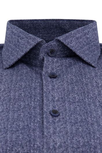 Ledub business overhemd Modern Fit New normale fit donkerblauw geprint katoen