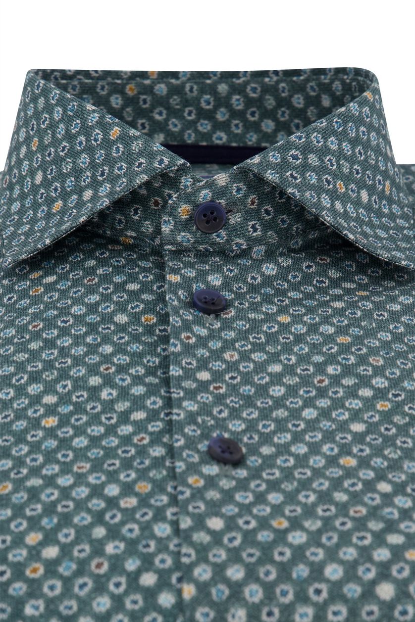 Groen Ledub business overhemd Modern Fit New normale fit geprint katoen