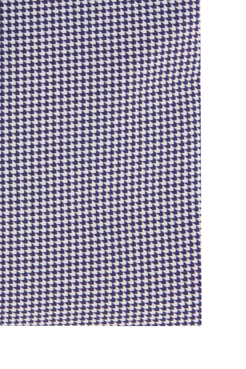 Donkerblauw Ledub overhemd mouwlengte 7 Modern Fit New normale fit geprint katoen