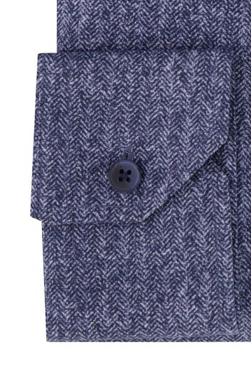 Ledub overhemd mouwlengte 7 Modern Fit New normale fit donkerblauw geprint katoen