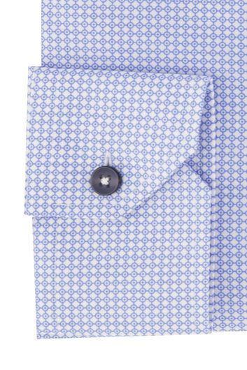 Ledub overhemd mouwlengte 7 normale fit lichtblauw geprint katoen