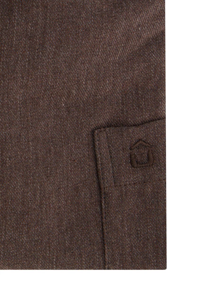 Katoenen Ledub overhemd ml 7 modern fit bruin