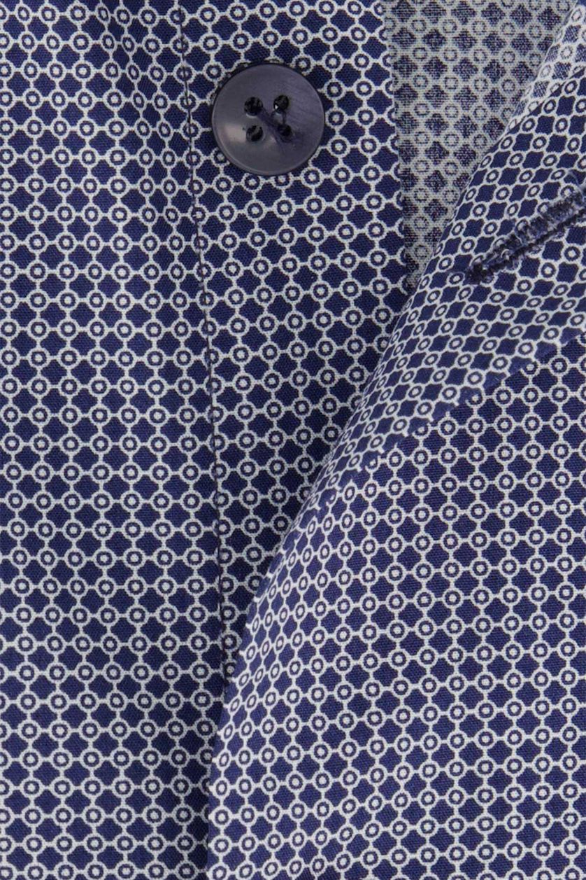 Ledub business overhemd normale fit donkerblauw geprint katoen