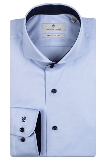 Thomas Maine business overhemd normale fit lichtblauw effen katoen navy knopen