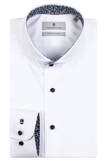 Thomas Maine overhemd mouwlengte 7 normale fit wit effen katoen