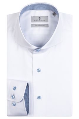 Thomas Maine Thomas Maine overhemd mouwlengte 7 normale fit wit effen katoen