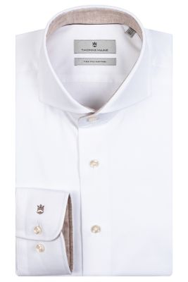 Thomas Maine overhemd Thomas Maine mouwlengte 7 normale fit wit effen katoen