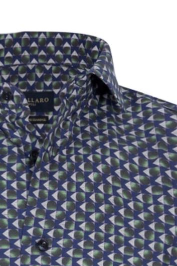 Cavallaro business overhemd slim fit navy geprint Cesario