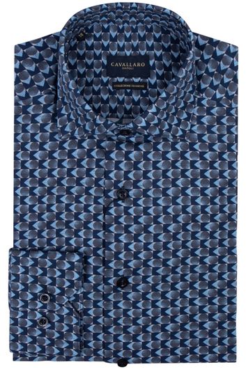 Cavallaro overhemd donkerblauw print Cesario