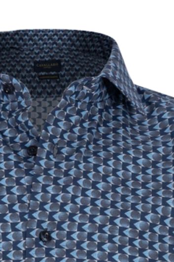 Cavallaro overhemd mouwlengte 7 slim fit  Cesario donkerblauw