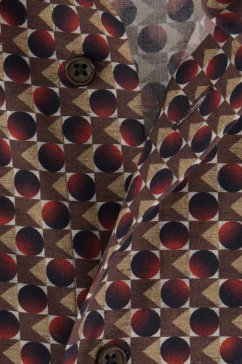 Cavallaro overhemd slim fit bruin geprint katoen