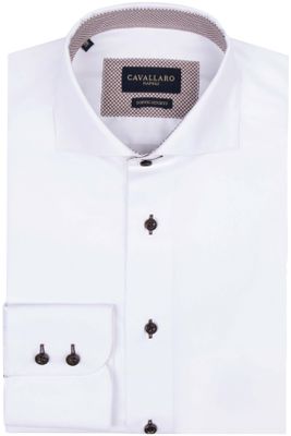 Cavallaro Cavallaro overhemd  Saverio mouwlengte 7 slim fit wit 