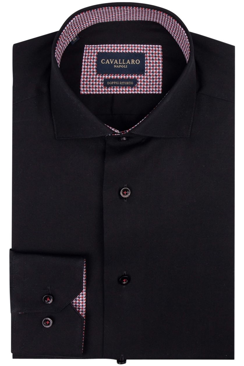Cavallaro zwart business overhemd slim fit Lazario katoen
