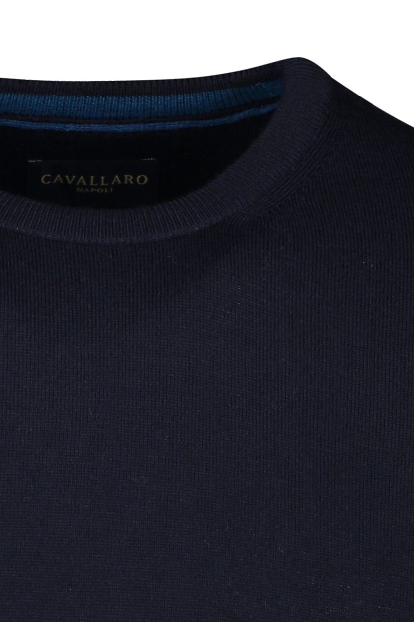 Cavallaro trui donkerblauw ronde hals wol