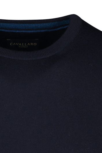Cavallaro trui ronde hals donkerblauw effen wol