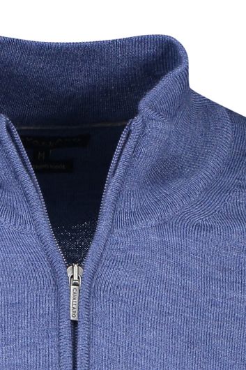 Cavallaro trui opstaande kraag blauw effen wol
