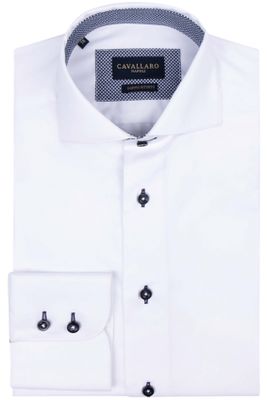 Cavallaro Cavallaro overhemd katoen mouwlengte 7 slim fit wit 