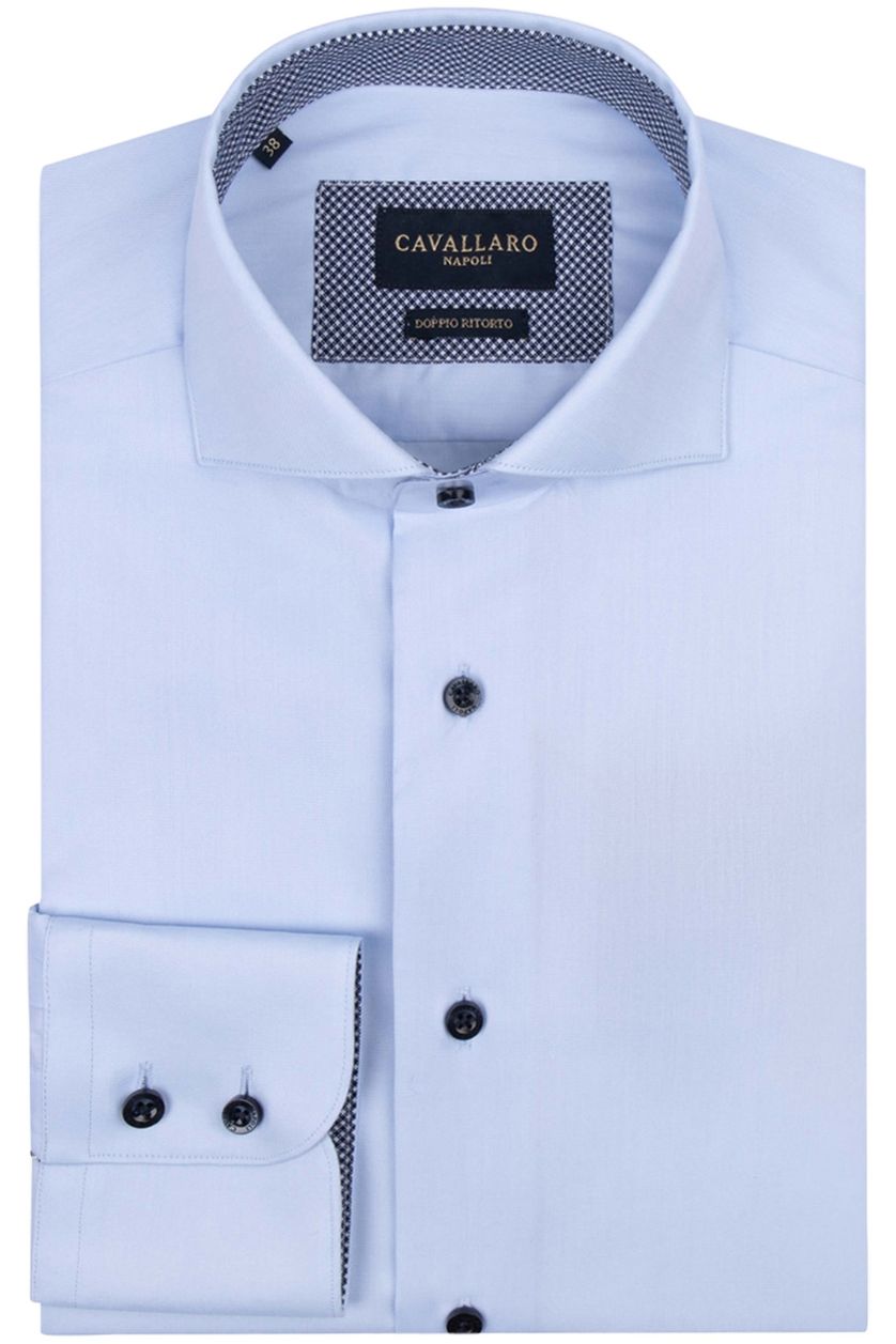 Cavallaro business overhemd katoen slim fit lichtblauw