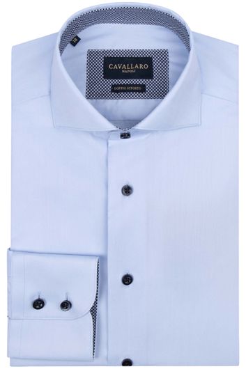 Cavallaro overhemd lichtblauw mouwlengte 7 katoen slim fit