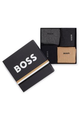 Hugo Boss Hugo Boss sokken zwart/beige/grijs 4-pack katoen